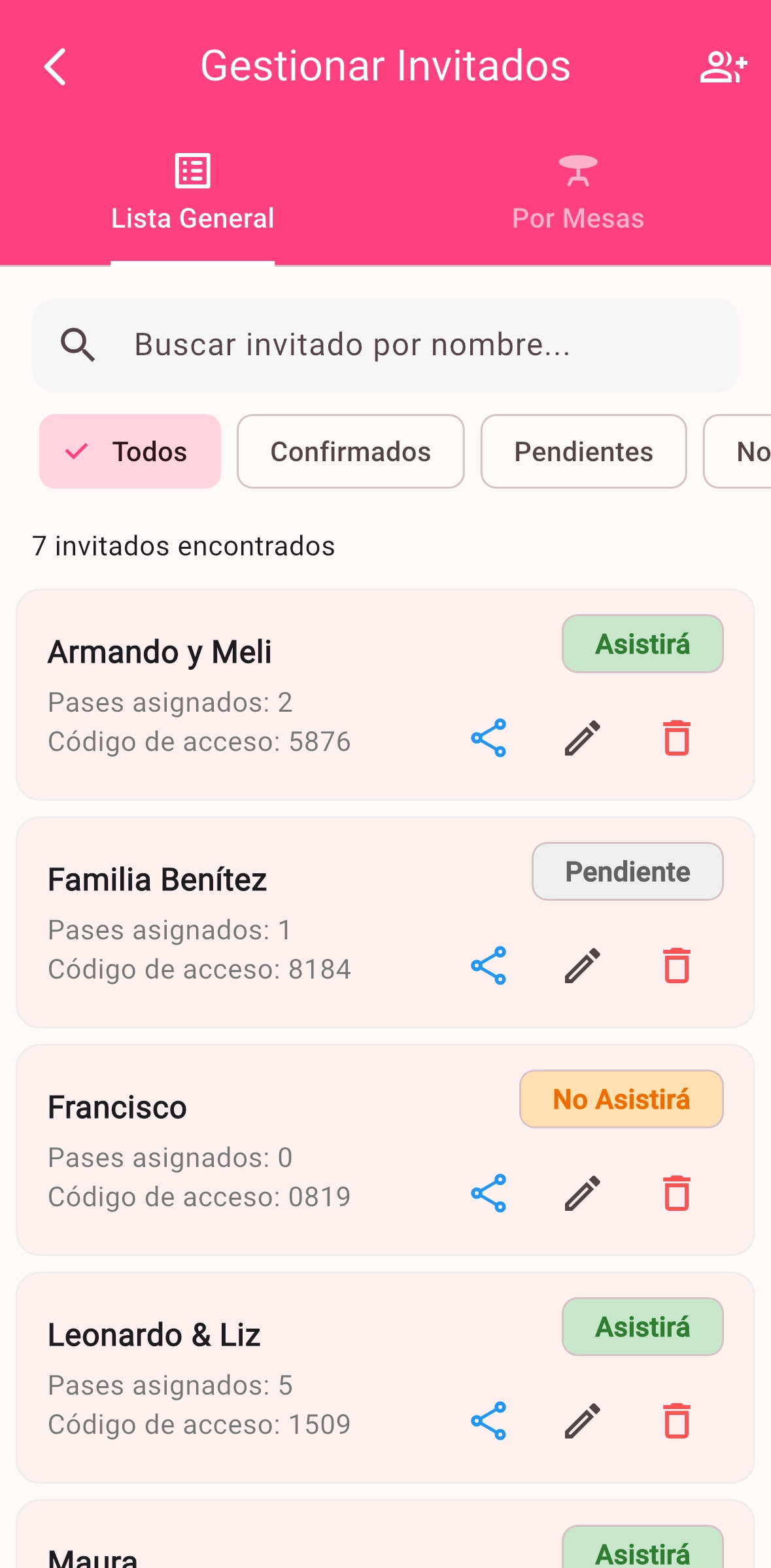 Lista de Invitados