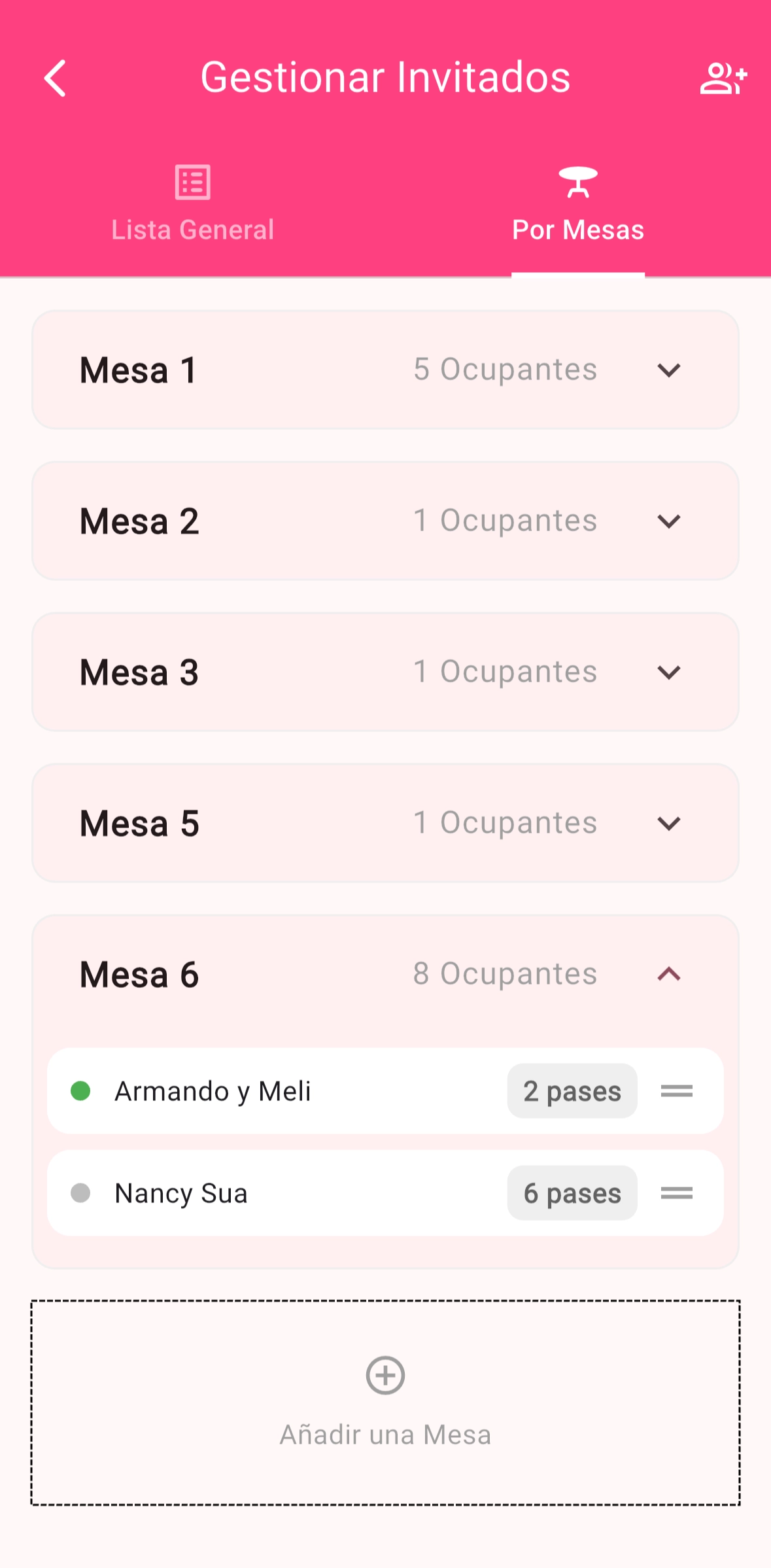 Organizador de Mesas